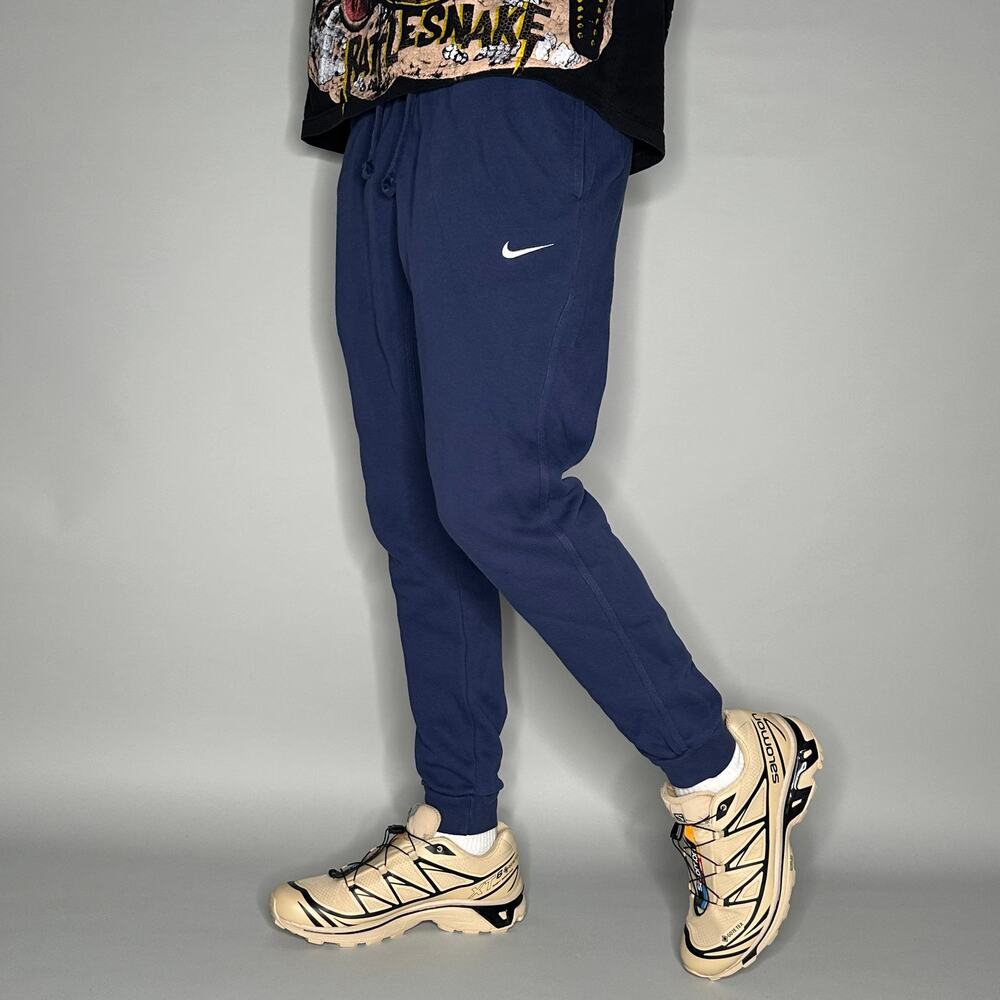 Vintage Y2K Nike Sweatpants Mens M Navy Blue White Swoosh Cotton Joggers